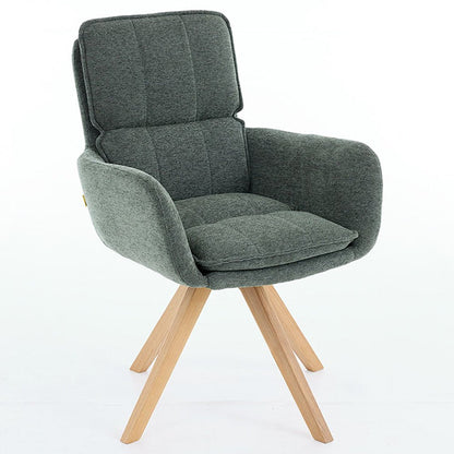 Forest Green Luxe Panel Stitch Swivel Chair with Wooden Legs - The Furniture Warehouse