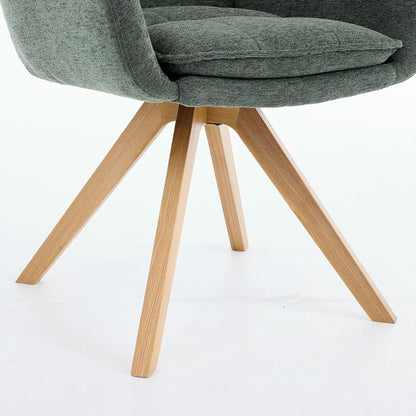 Forest Green Luxe Panel Stitch Swivel Chair with Wooden Legs - The Furniture Warehouse