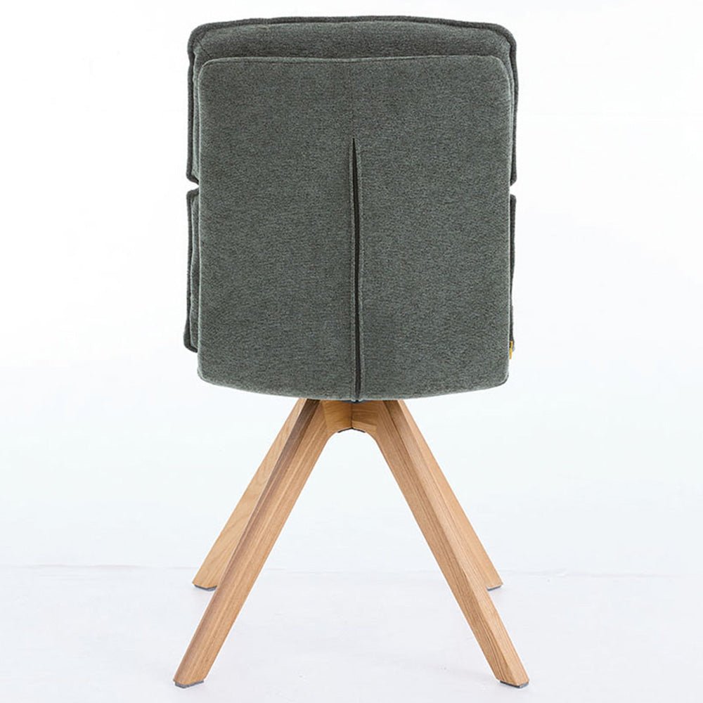 Forest Green Luxe Panel Stitch Swivel Chair with Wooden Legs - The Furniture Warehouse