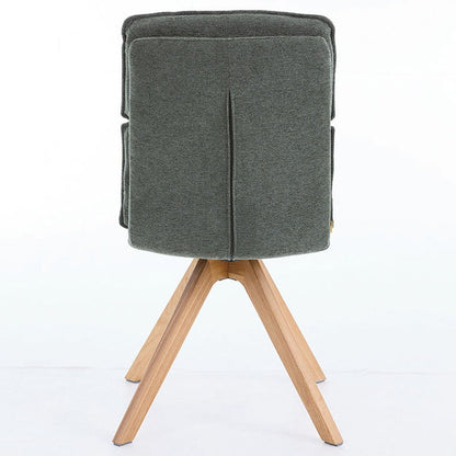 Forest Green Luxe Panel Stitch Swivel Chair with Wooden Legs - The Furniture Warehouse