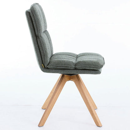 Forest Green Luxe Panel Stitch Swivel Chair with Wooden Legs - The Furniture Warehouse