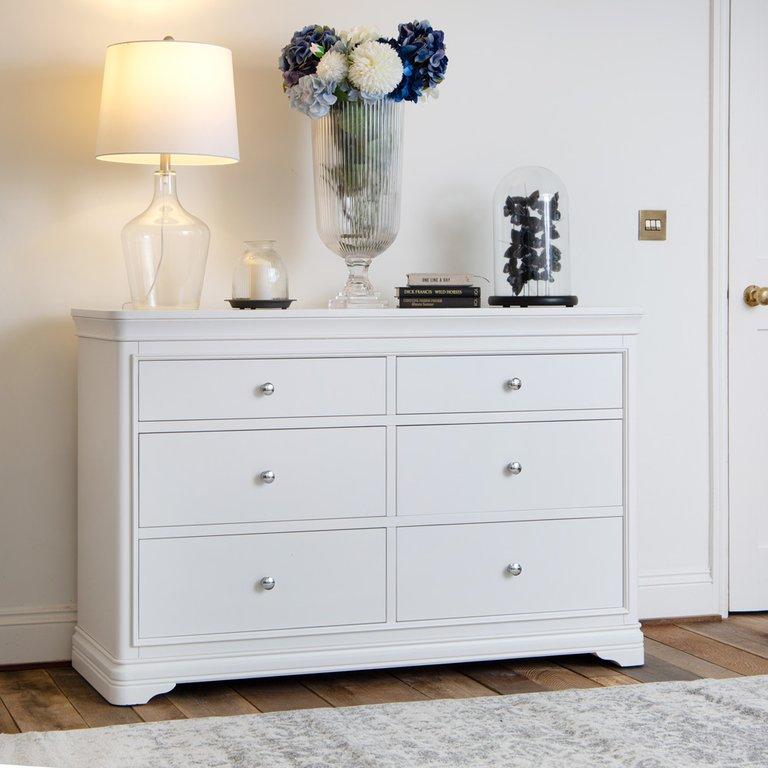 Foxton White Painted 6 Drawer Chest - The Furniture Warehouse