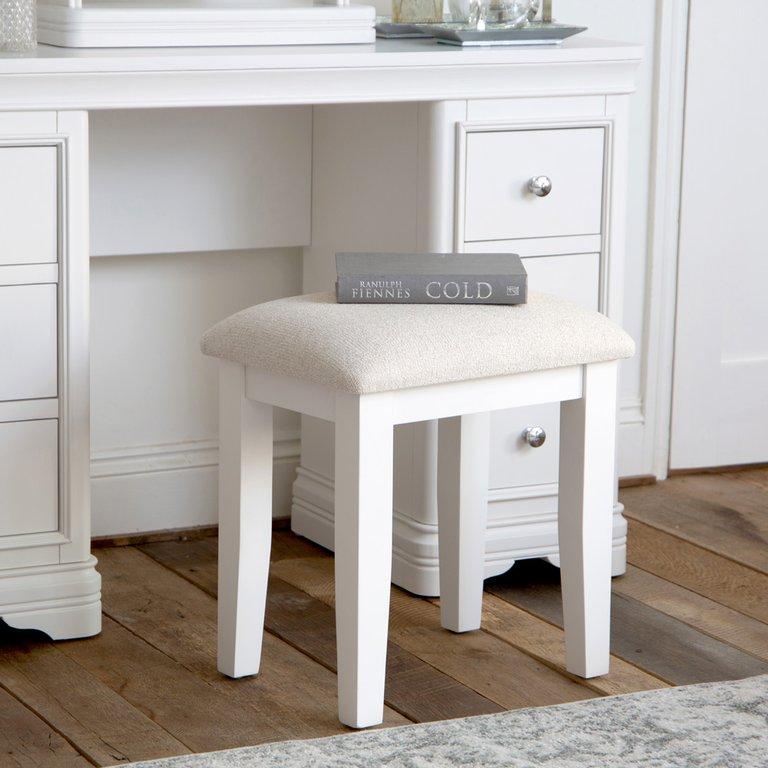 Foxton White Painted Stool - The Furniture Warehouse