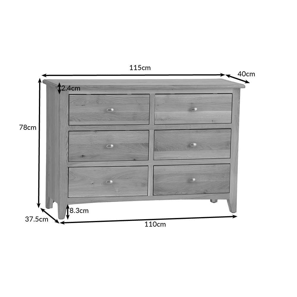 Gloucester Oak Chest of 6 Drawers