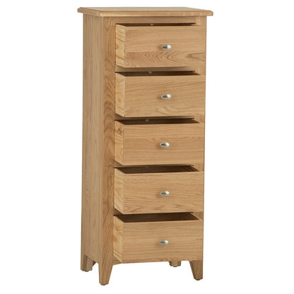 Gloucester Oak 5 Drawer Tallboy