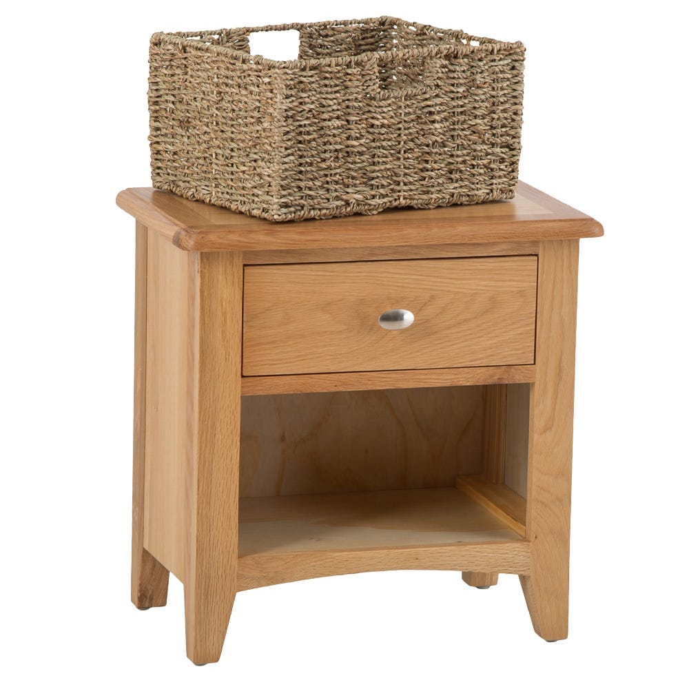 Gloucester Oak 1 Drawer 1 Wicker Basket Cabinet