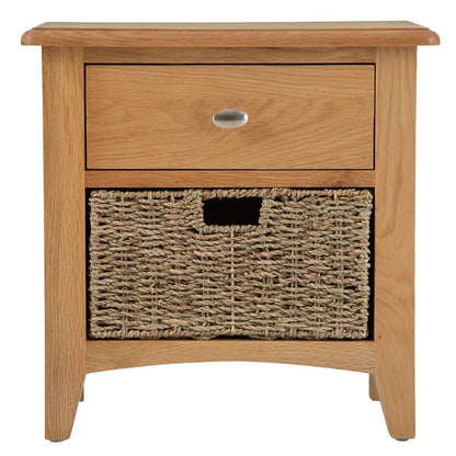 Gloucester Oak 1 Drawer 1 Wicker Basket Cabinet