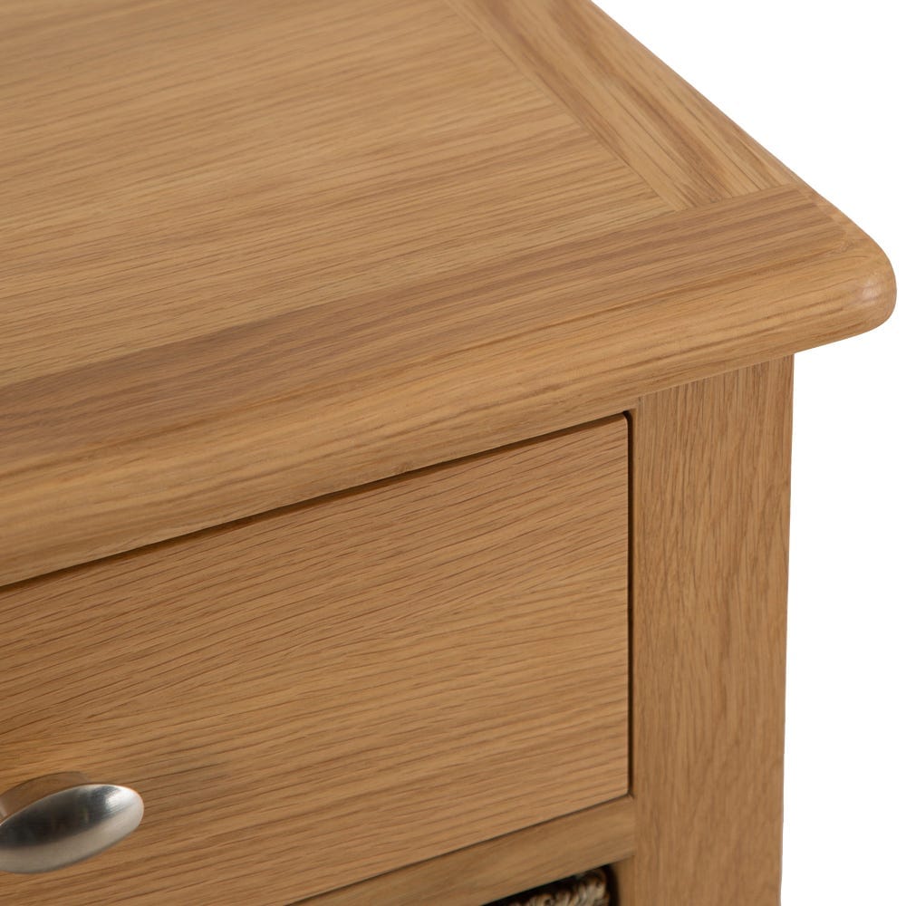 Gloucester Oak 1 Drawer 2 Wicker Basket Cabinet