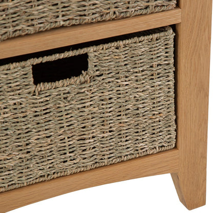 Gloucester Oak 1 Drawer 2 Wicker Basket Cabinet