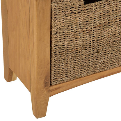 Gloucester Oak Hall Bench with Wicker Baskets