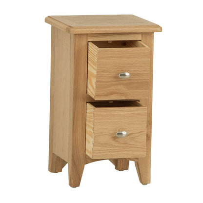 Gloucester Oak Slim 2 Drawer Bedside Table