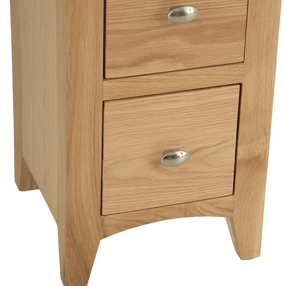 Gloucester Oak Slim 2 Drawer Bedside Table