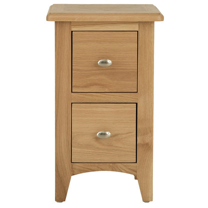 Gloucester Oak Slim 2 Drawer Bedside Table