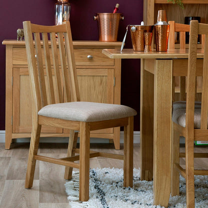 Gloucester Oak Dining Chair Fabric Seat - The Furniture Warehouse