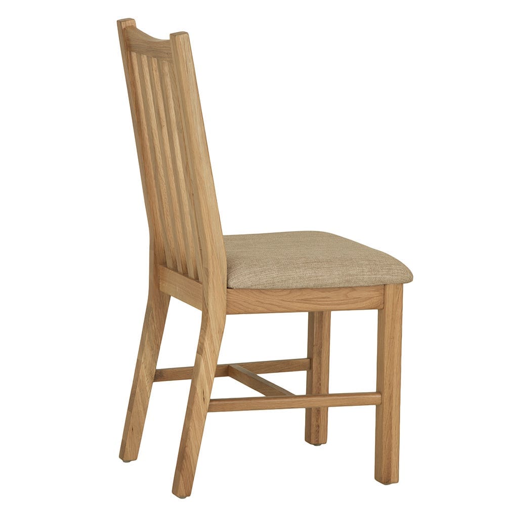 Gloucester Oak Dining Chair Fabric Seat - The Furniture Warehouse