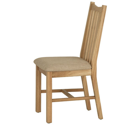 Gloucester Oak Dining Chair Fabric Seat - The Furniture Warehouse