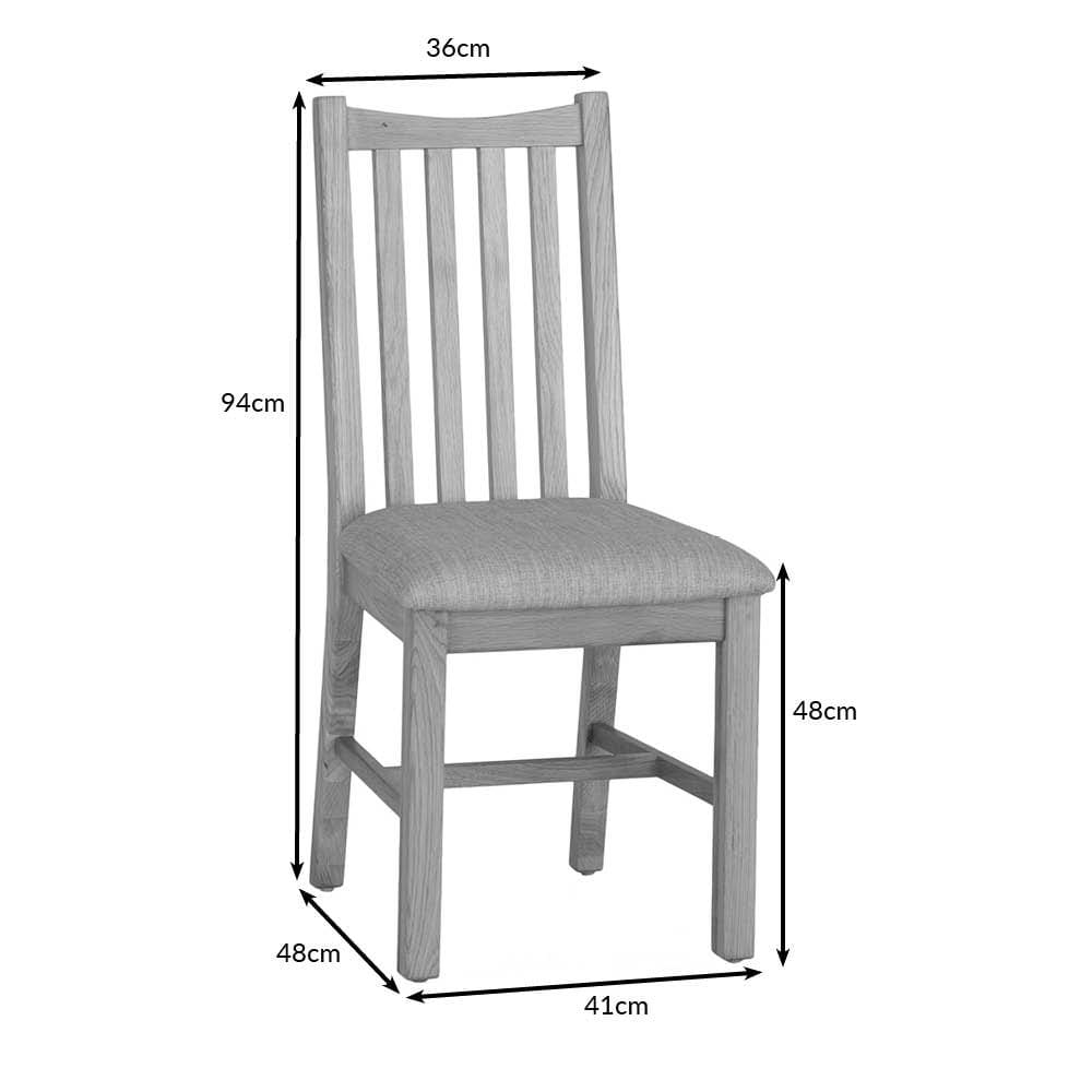Gloucester Oak Dining Chair Fabric Seat - The Furniture Warehouse