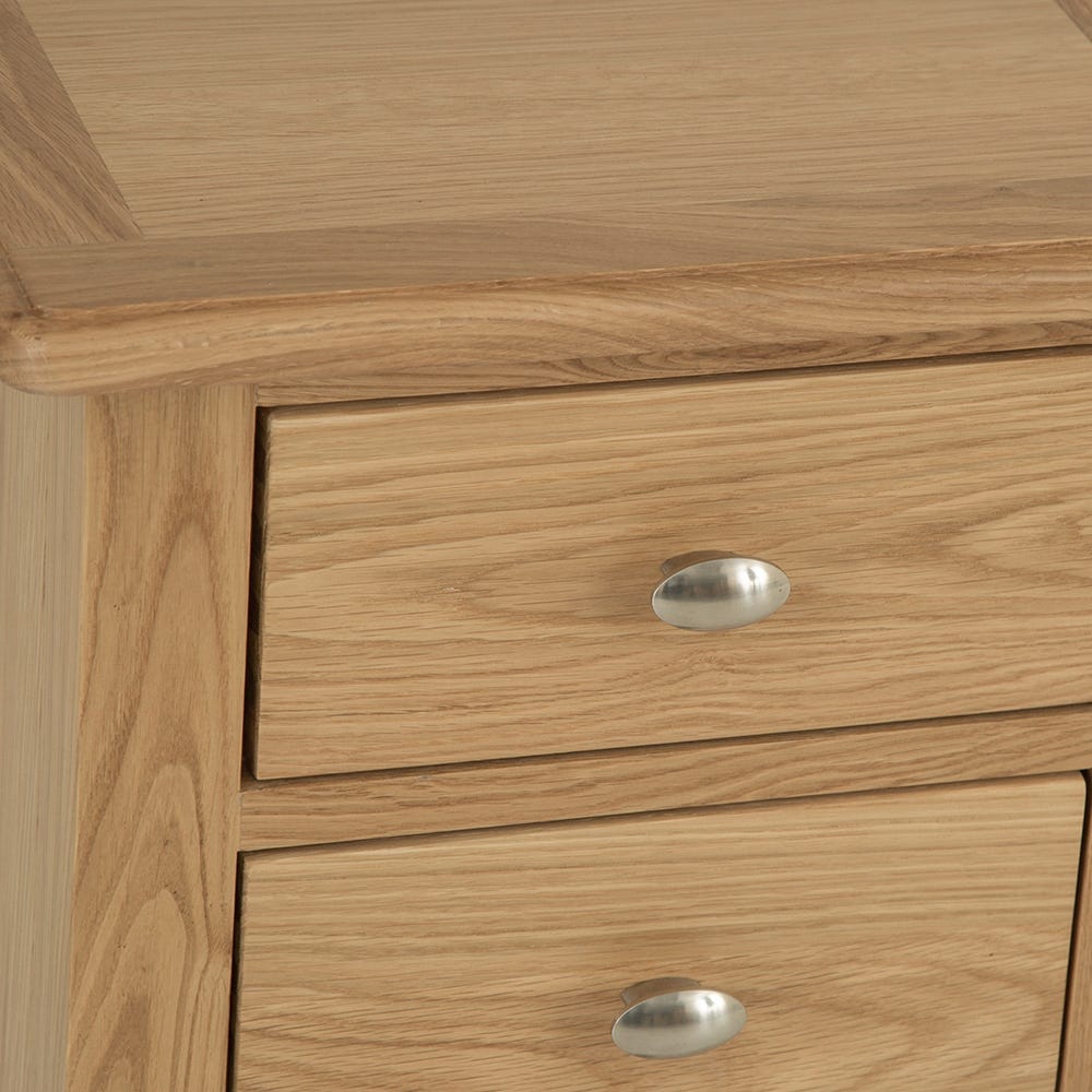 Gloucester Oak Large 3 Drawer Bedside Table - The Furniture Warehouse