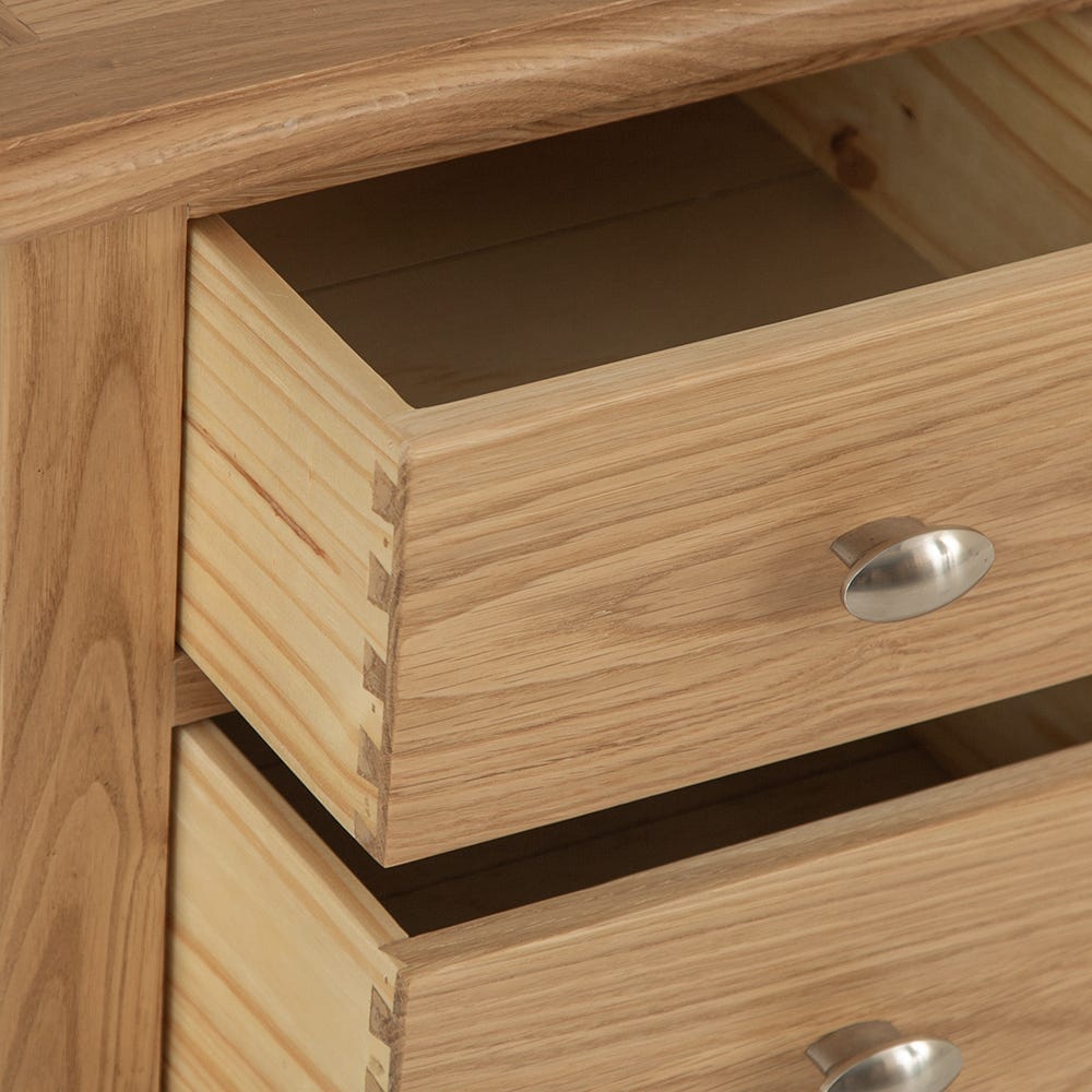 Gloucester Oak Large 3 Drawer Bedside Table - The Furniture Warehouse