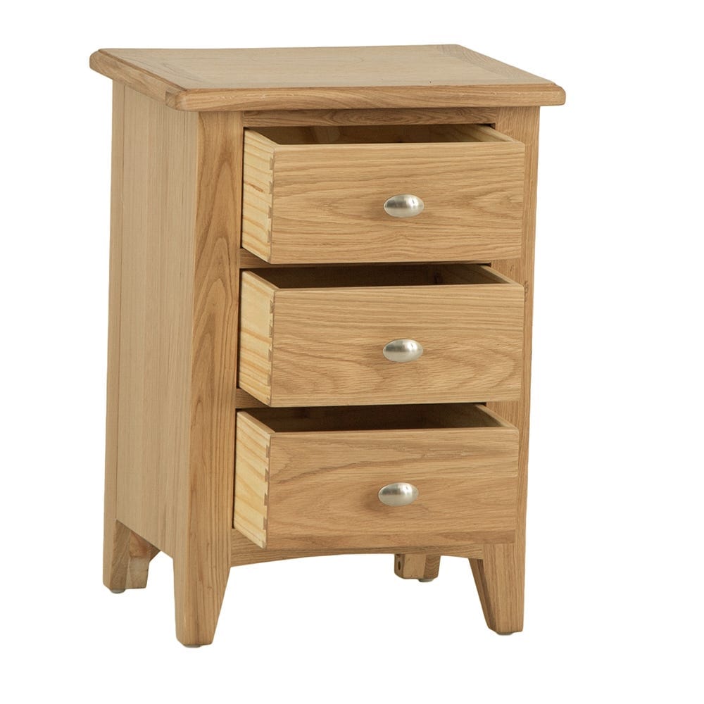 Gloucester Oak Large 3 Drawer Bedside Table - The Furniture Warehouse