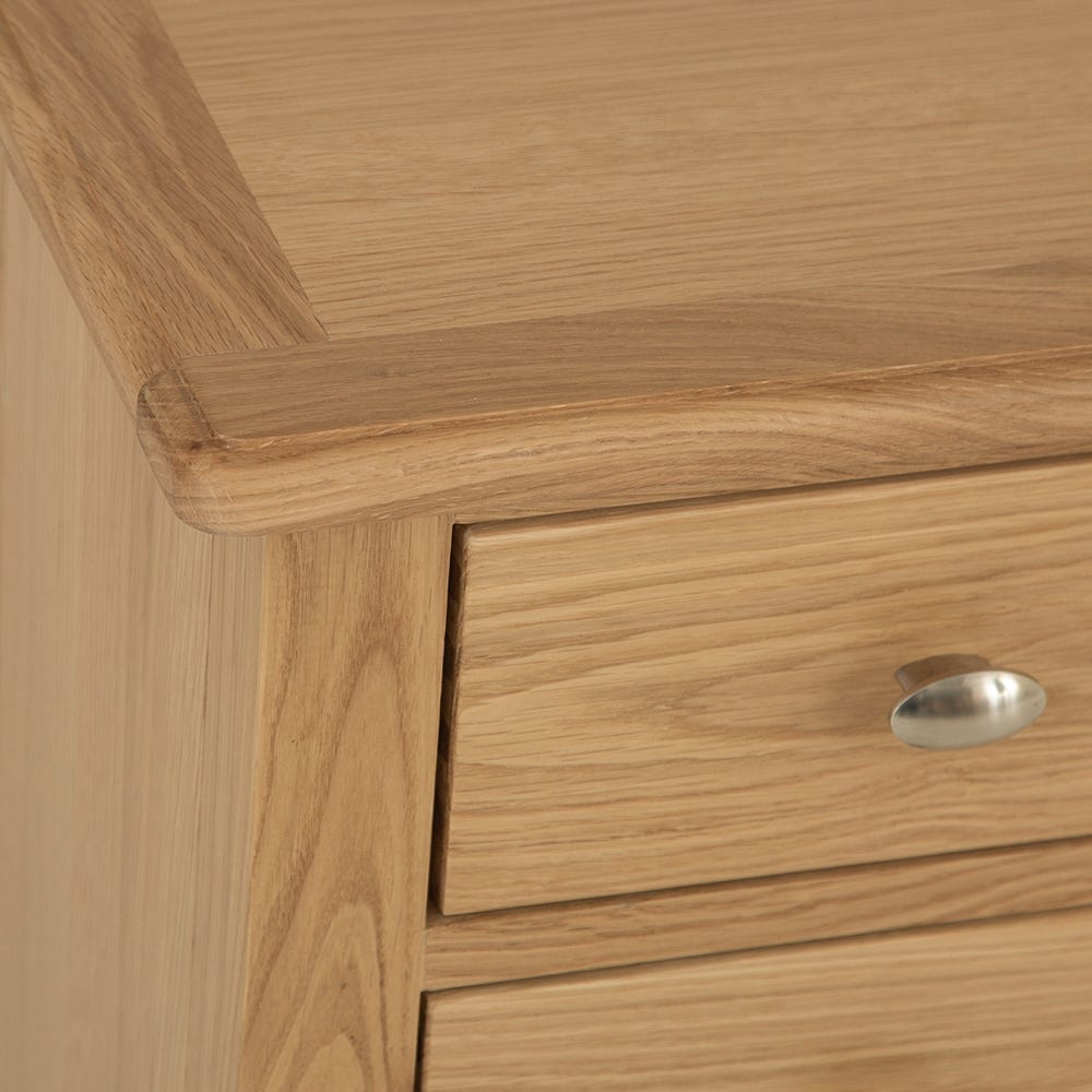 Gloucester Oak Large 3 Drawer Bedside Table - The Furniture Warehouse