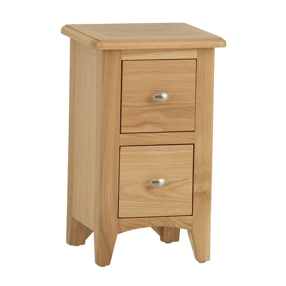 Gloucester Oak Slim 2 Drawer Bedside Table - The Furniture Warehouse