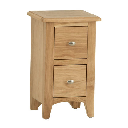 Gloucester Oak Slim 2 Drawer Bedside Table - The Furniture Warehouse
