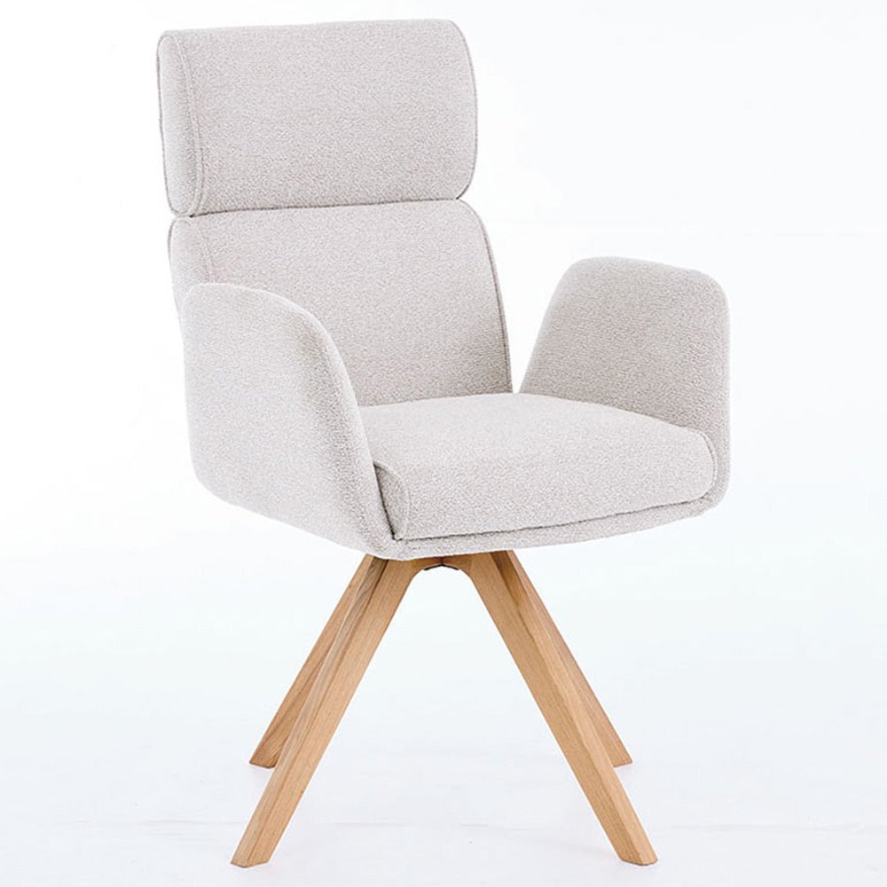 Grey High Back Swivel Chair with Wooden Legs - The Furniture Warehouse