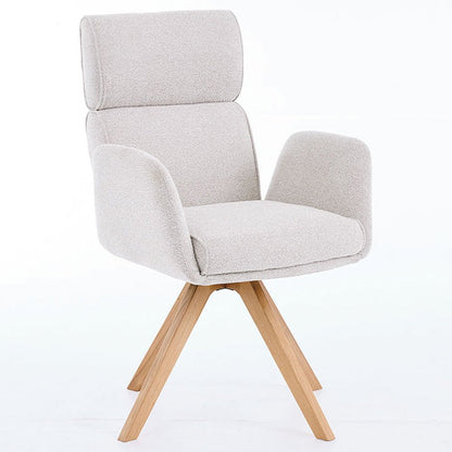 Grey High Back Swivel Chair with Wooden Legs - The Furniture Warehouse