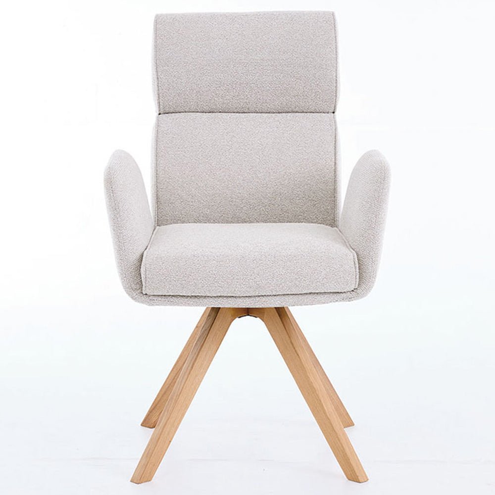 Grey High Back Swivel Chair with Wooden Legs - The Furniture Warehouse