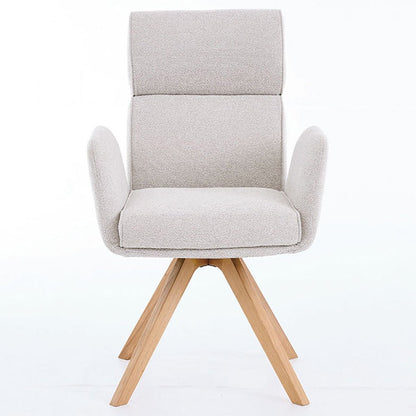 Grey High Back Swivel Chair with Wooden Legs - The Furniture Warehouse