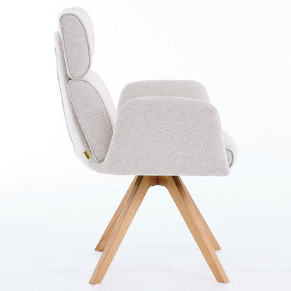 Grey High Back Swivel Chair with Wooden Legs - The Furniture Warehouse