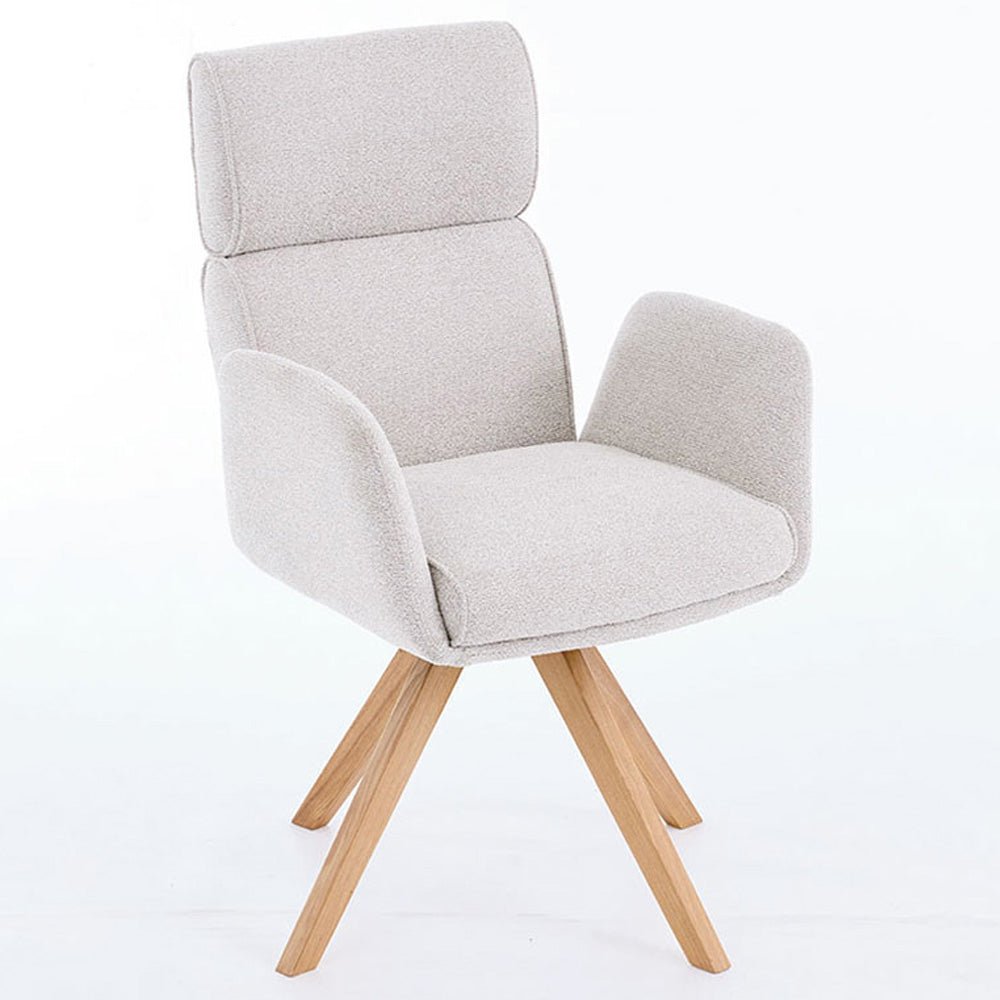 Grey High Back Swivel Chair with Wooden Legs - The Furniture Warehouse