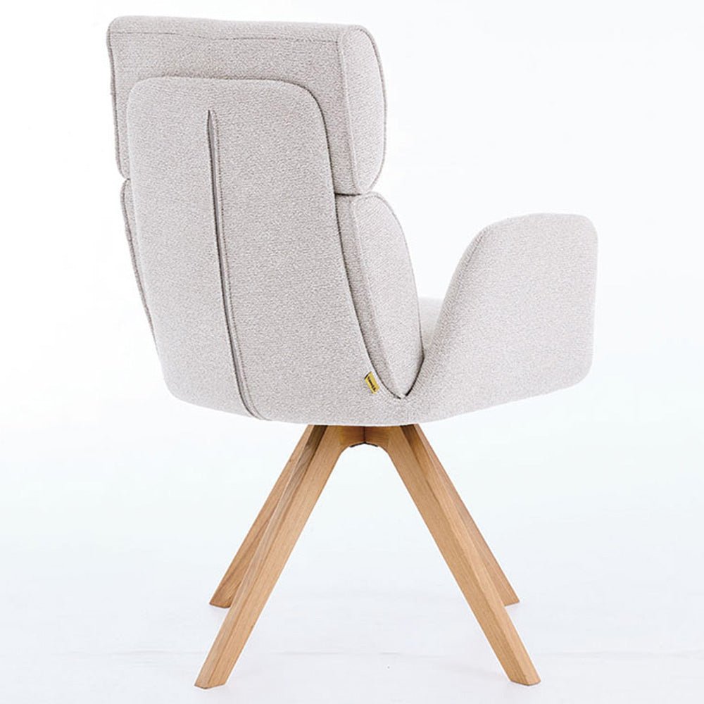 Grey High Back Swivel Chair with Wooden Legs - The Furniture Warehouse