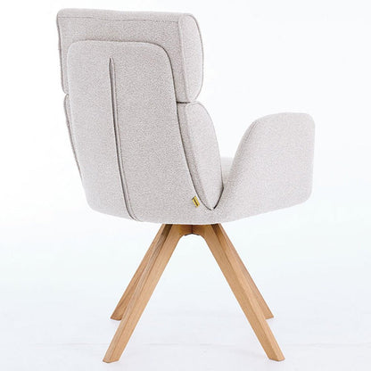 Grey High Back Swivel Chair with Wooden Legs - The Furniture Warehouse
