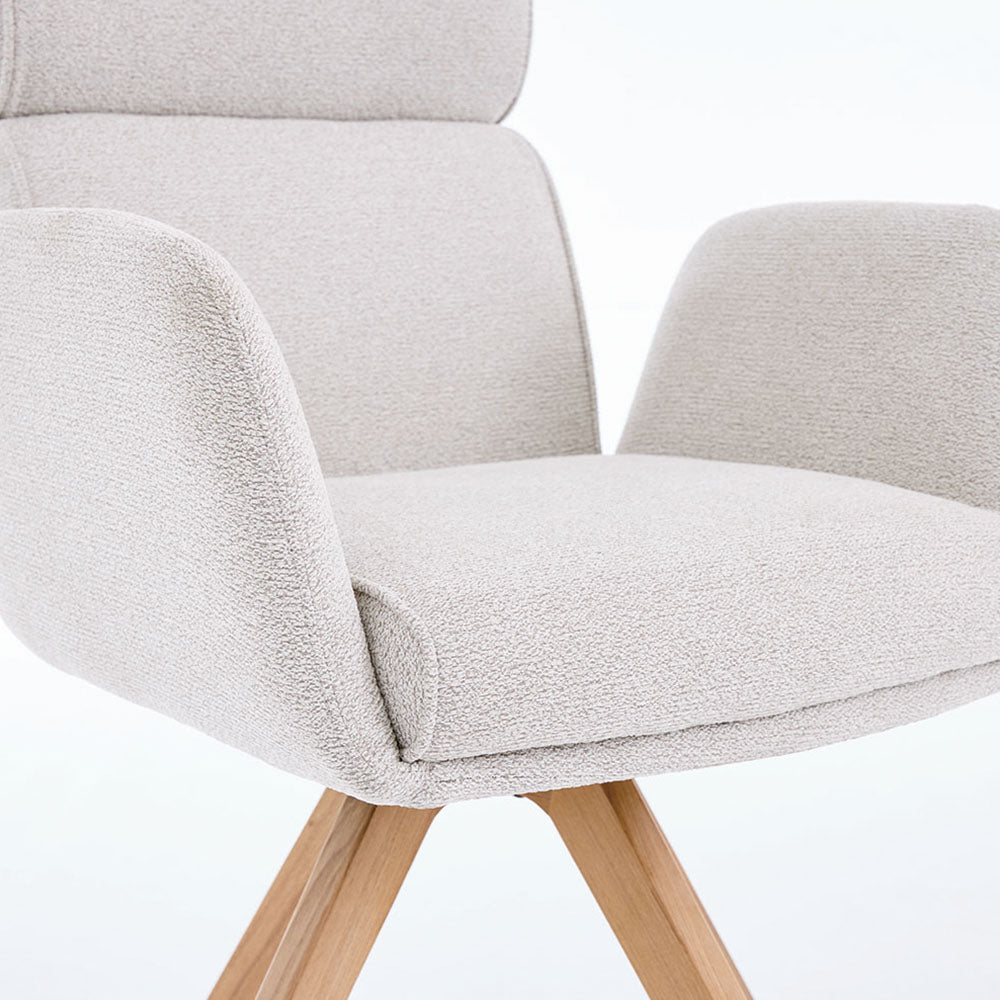 Grey High Back Swivel Chair with Wooden Legs - The Furniture Warehouse