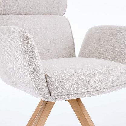 Grey High Back Swivel Chair with Wooden Legs - The Furniture Warehouse