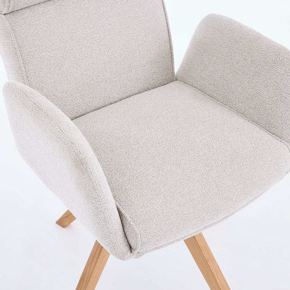 Grey High Back Swivel Chair with Wooden Legs - The Furniture Warehouse
