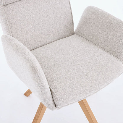 Grey High Back Swivel Chair with Wooden Legs - The Furniture Warehouse