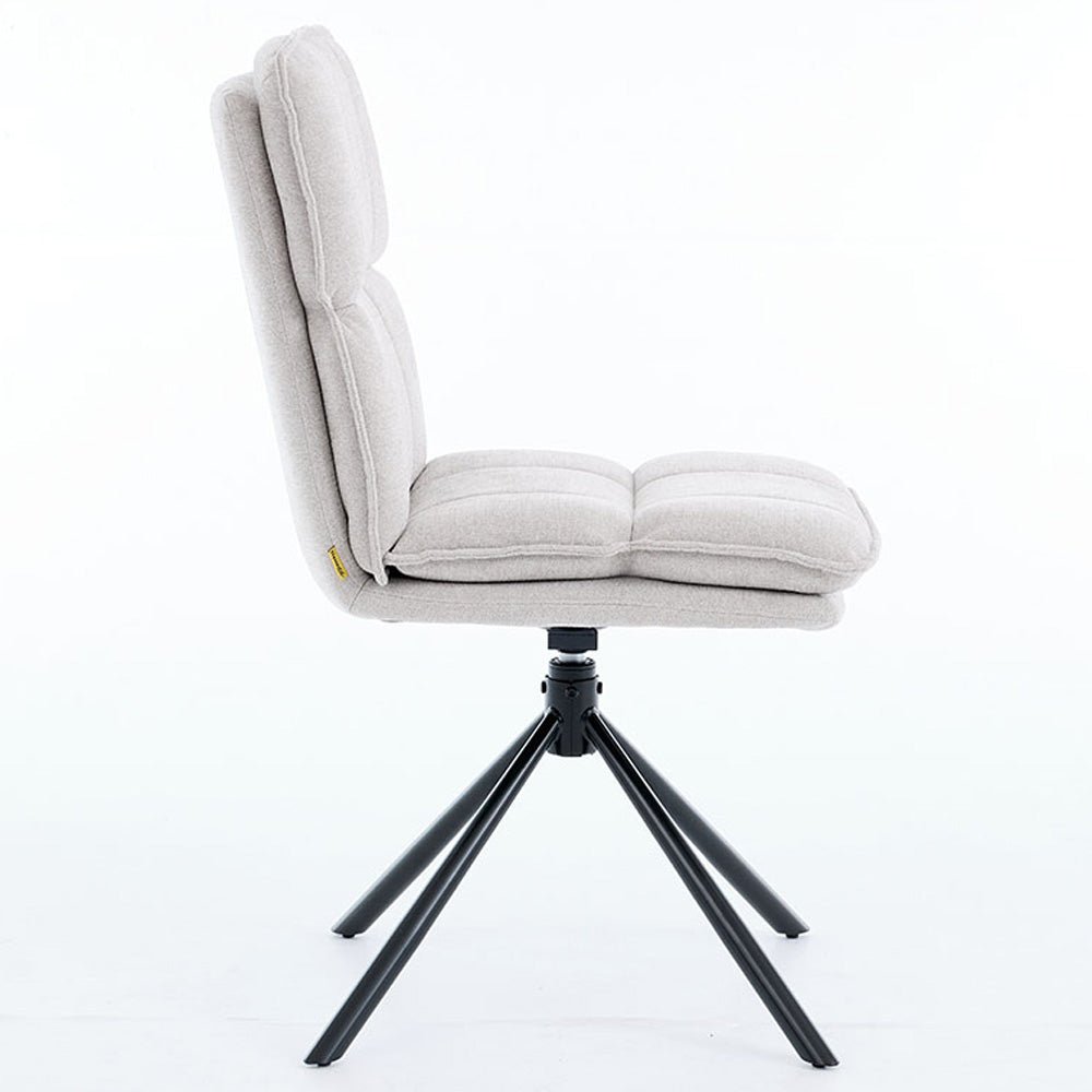 Grey Luxe Panel Stitch Swivel Chair with Metal Legs - The Furniture Warehouse