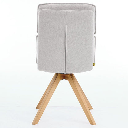 Grey Luxe Panel Stitch Swivel Chair with Wooden Legs - The Furniture Warehouse