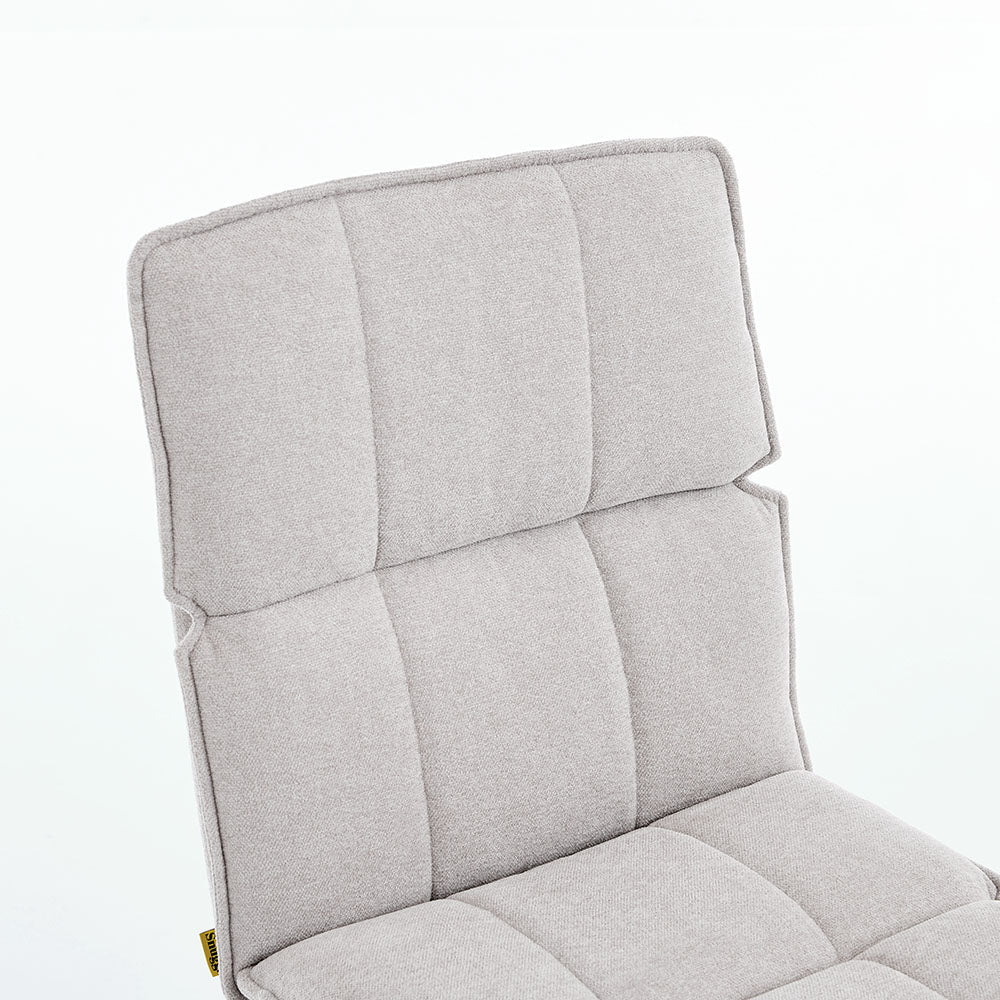Grey Luxe Panel Stitch Swivel Chair with Wooden Legs - The Furniture Warehouse