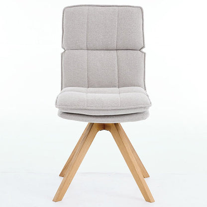 Grey Luxe Panel Stitch Swivel Chair with Wooden Legs - The Furniture Warehouse