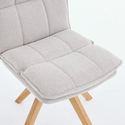 Grey Luxe Panel Stitch Swivel Chair with Wooden Legs - The Furniture Warehouse