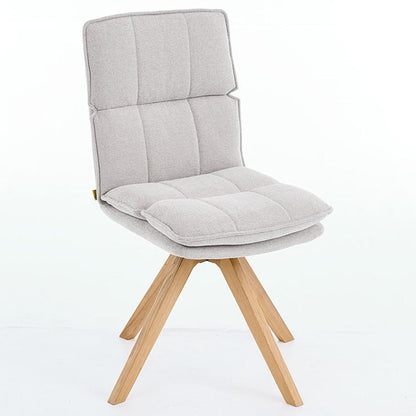 Grey Luxe Panel Stitch Swivel Chair with Wooden Legs - The Furniture Warehouse