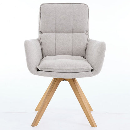 Grey Luxe Panel Stitch Swivel Chair with Wooden Legs - The Furniture Warehouse
