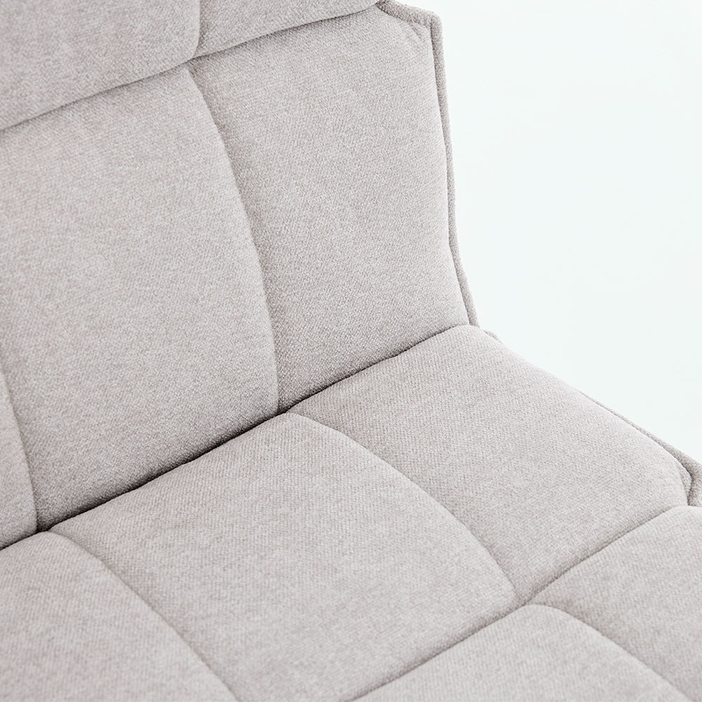 Grey Luxe Panel Stitch Swivel Chair with Wooden Legs - The Furniture Warehouse
