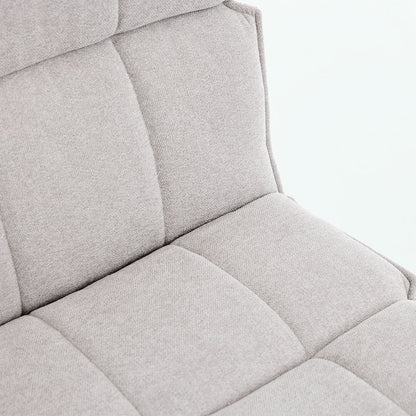 Grey Luxe Panel Stitch Swivel Chair with Wooden Legs - The Furniture Warehouse