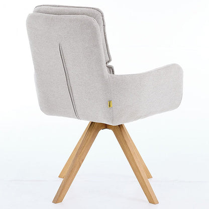 Grey Luxe Panel Stitch Swivel Chair with Wooden Legs - The Furniture Warehouse