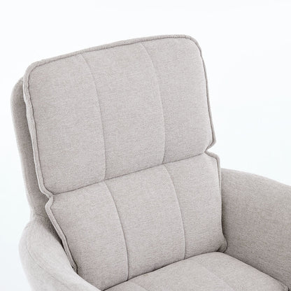 Grey Luxe Panel Stitch Swivel Chair with Wooden Legs - The Furniture Warehouse